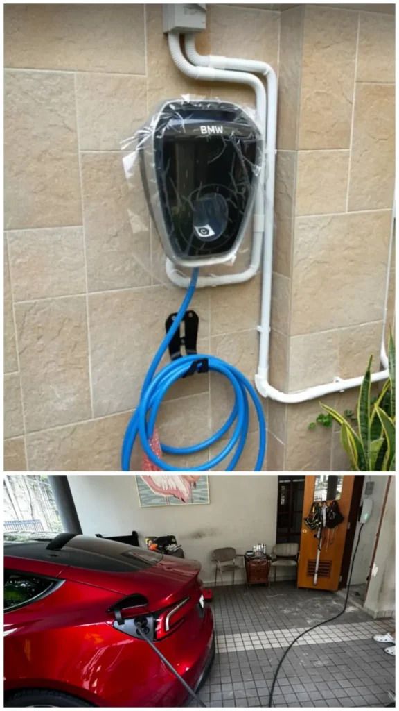Hasil instalasi wall charger rapi dan bersih