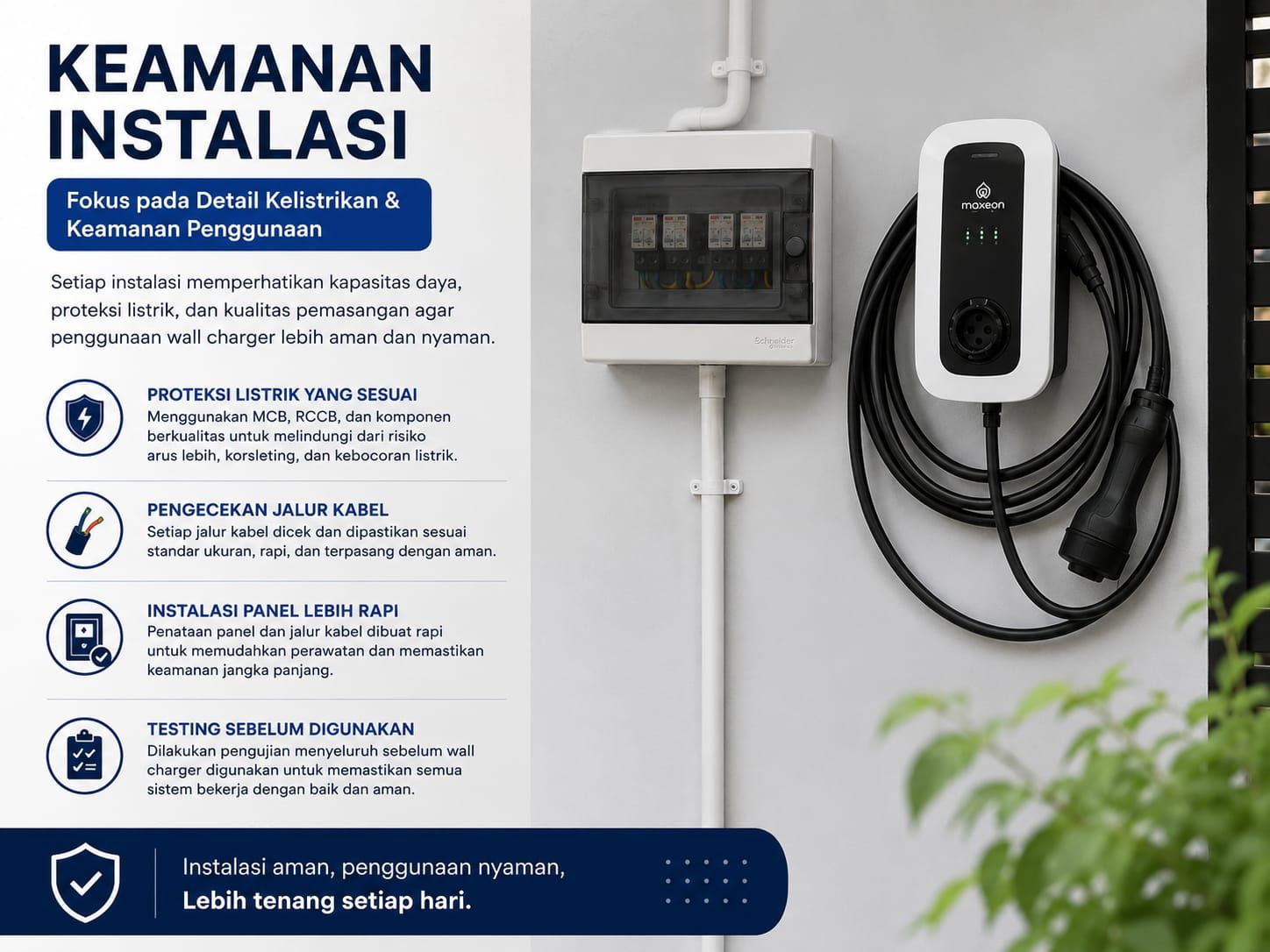 Sistem grounding dan proteksi GFCI pada instalasi wall charger